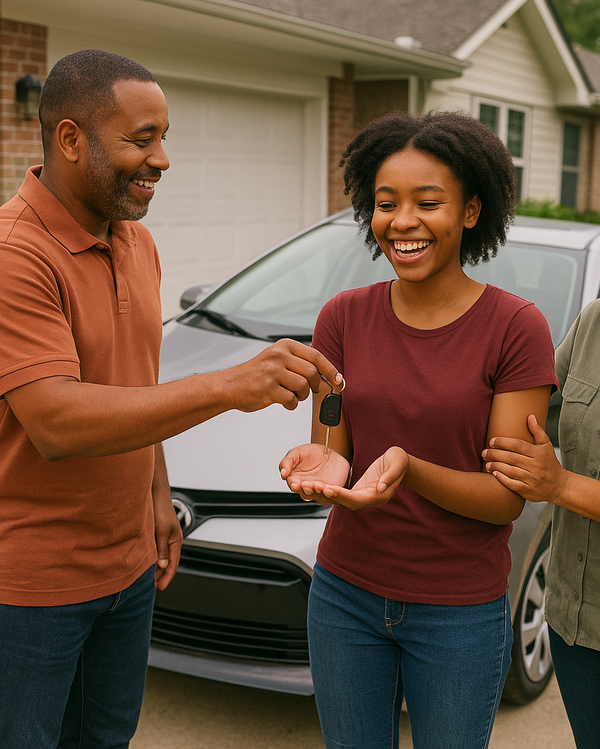Teen getting new car from parents